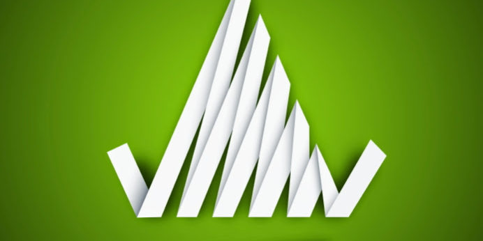 Creative paper stripe Christmas tree on green background. Vector